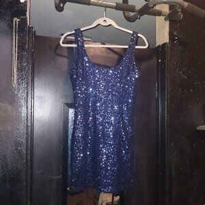 Navy Blue sequined mini dress